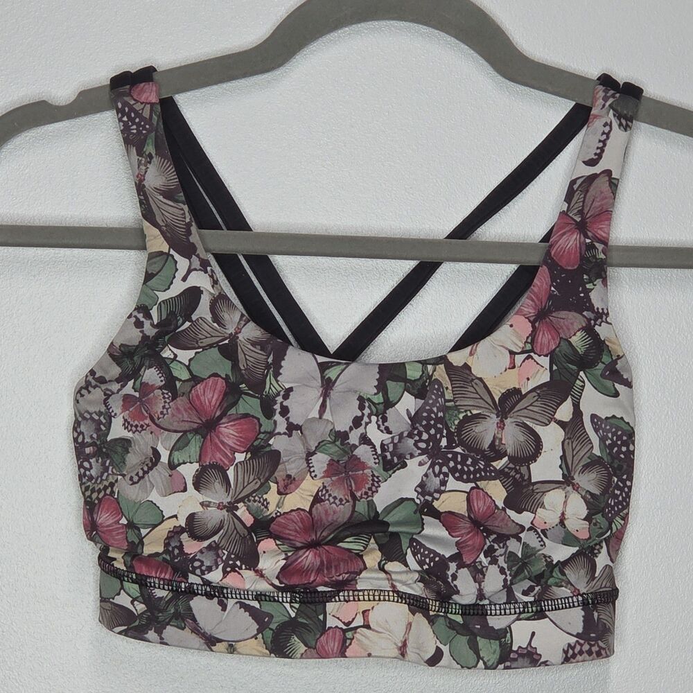 Lululemon Bra Women 4 Sweaty Or Not So Fly Butterfly Angel Wing Athletic Yoga